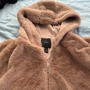 Forever 21 Women's Brown Teddy Jacket